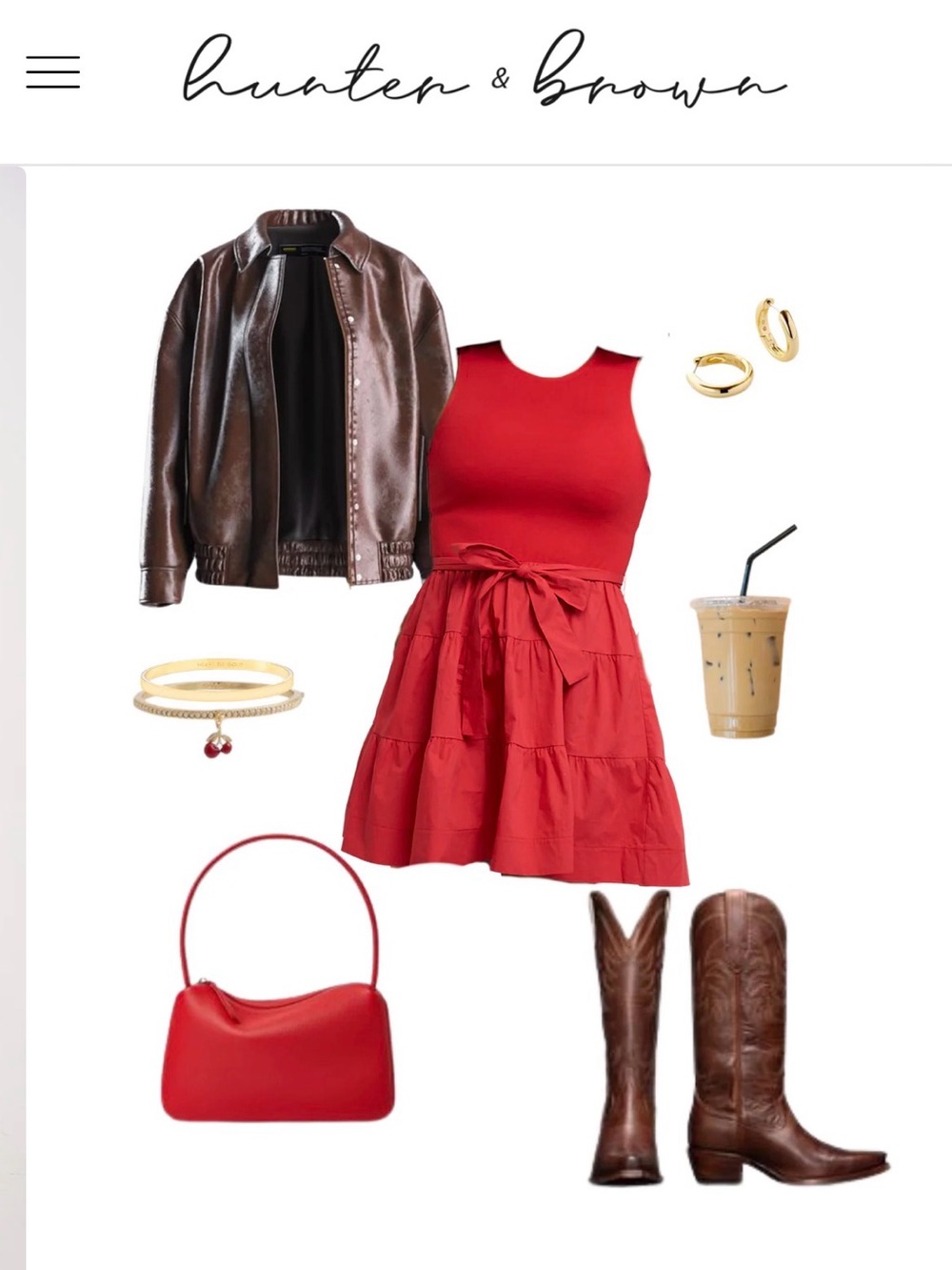 NWT Hunter & Brown Red Tie-Waist Mini Dress Sz L